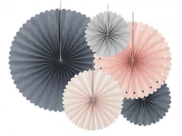 Paper fan Grey mix (5st)